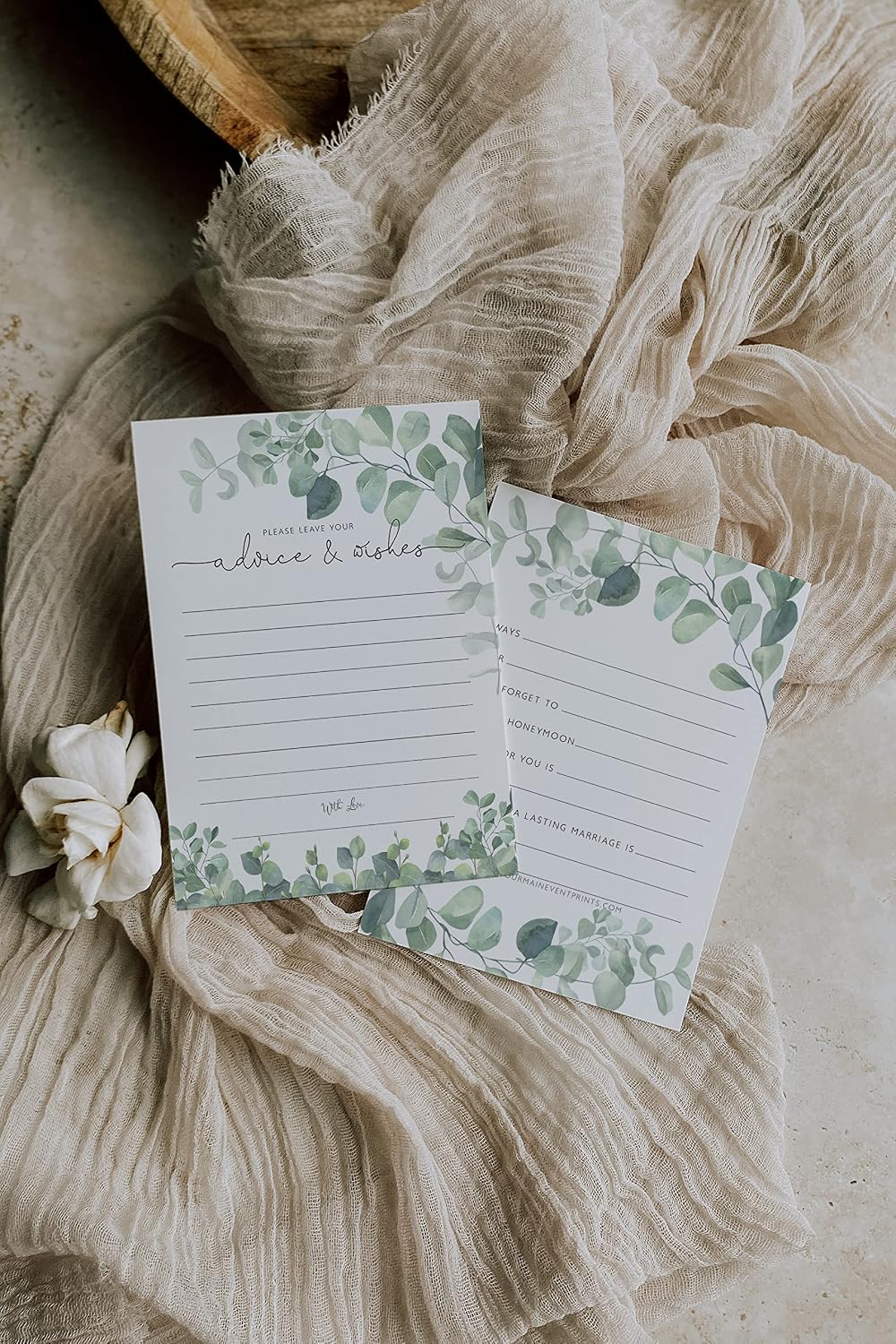 Your Main Event Prints Eucalyptus Advice and Wishes Cards for Bridal Showers, Weddings, and the Bride and Groom - Pack of 50 5"x7" Cards