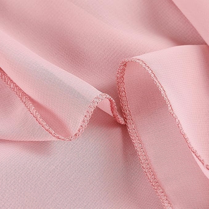 14FT Dusty Rose Chiffon Table Skirt Sheer Rectangle Tablecloth for Wedding 1st Baby Girl Birthday Party Bridal Shower Decoration