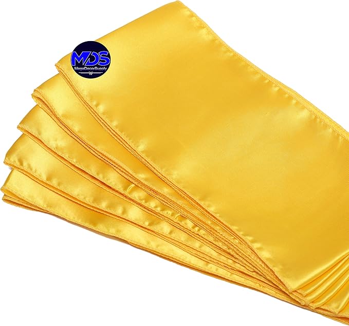 MDS Pack of 125 PCS Satin Chair Sashes Charmeuse Sateen Dining Chair Bows Ribbon Ties Back Sash for Wedding Party Birthday Home Hotel Restaurant Banquet Decoration (7 x 108 Inch, Yellow Gold)