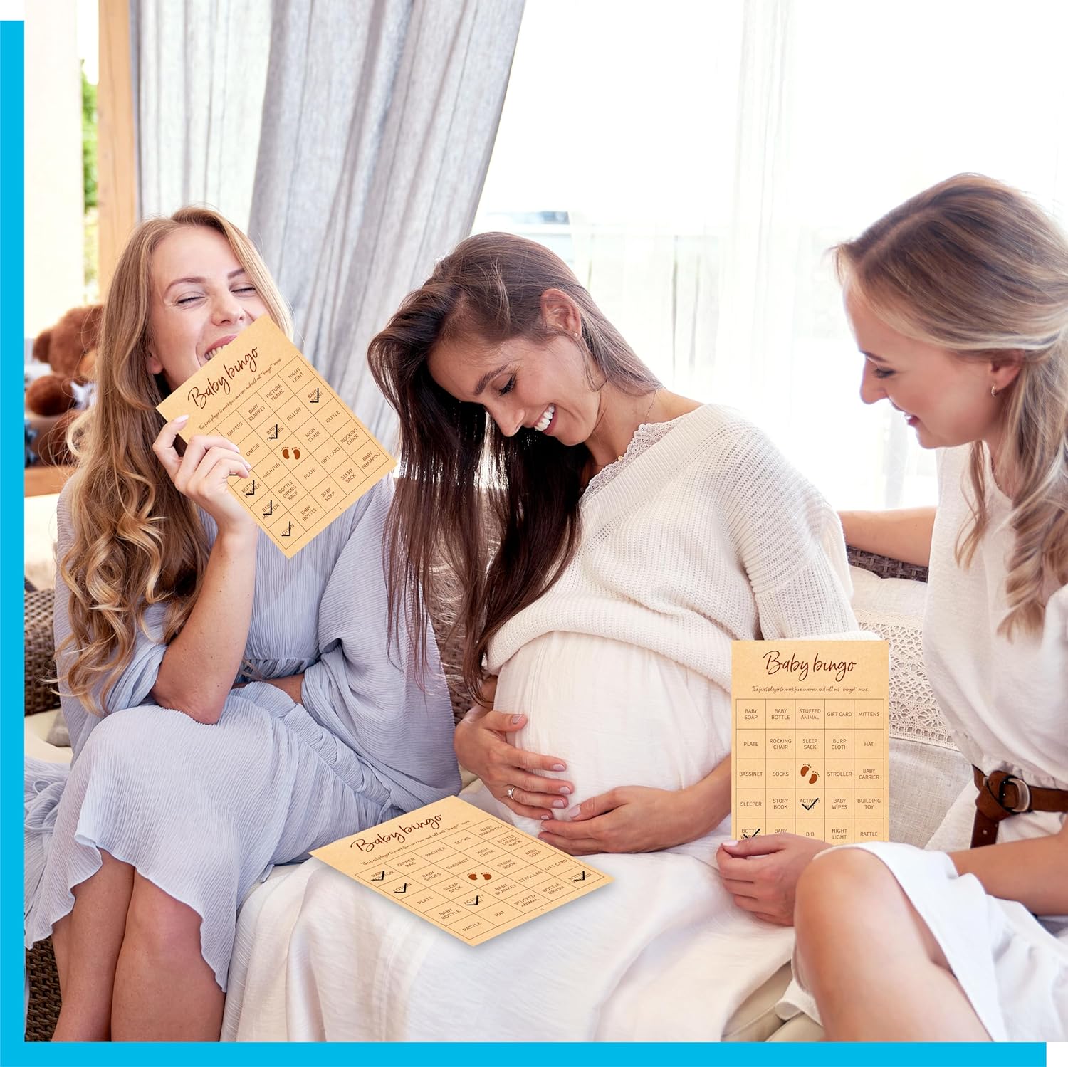 Baby Shower Bingo Game, 50 Bingo Cards Perforated Calling Cards Bingo Games for Baby Shower, Bridal Wedding Shower
