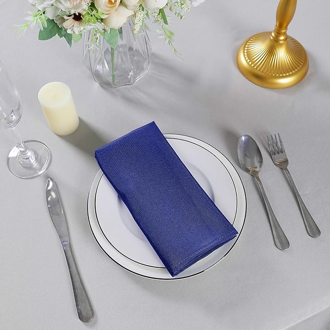 Cloth Napkins 17x17 inch Washable Polyester Dinner Napkins Soft Table Napkins for Wedding Party Dining Banquet(Royal Blue,100PCS)