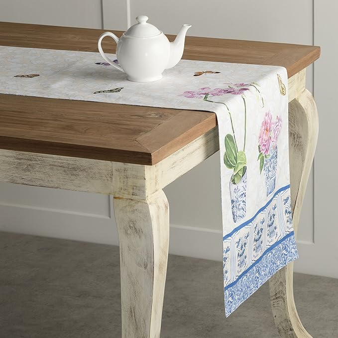 Maison d' Hermine Table Runner 100% Cotton Double Layer Table Runners 108 inches Long Decorative for Home Kitchen Dining Party Baby Shower Wedding Bridal Shower Spring Summer (Canton, 14.50" x 108")