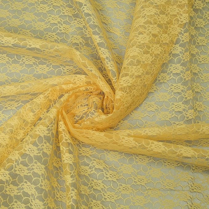 MDS Pack of 5 Wedding 12 x 108 inches Lace Table Runner for Wedding, Decorations for Birthday Parties, Banquets, Graduations, Engagements, and Runners fit Rectangle, Round Table- Gold