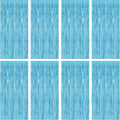 8 Pack Party Decorations, 3.28 FT x 7.05 FT Party Streamer, Metallic Sky Blue Tinsel Backdrop Fringe Curtains Party Decorations, Light Blue Birthday Backdrop Photo Booth Props