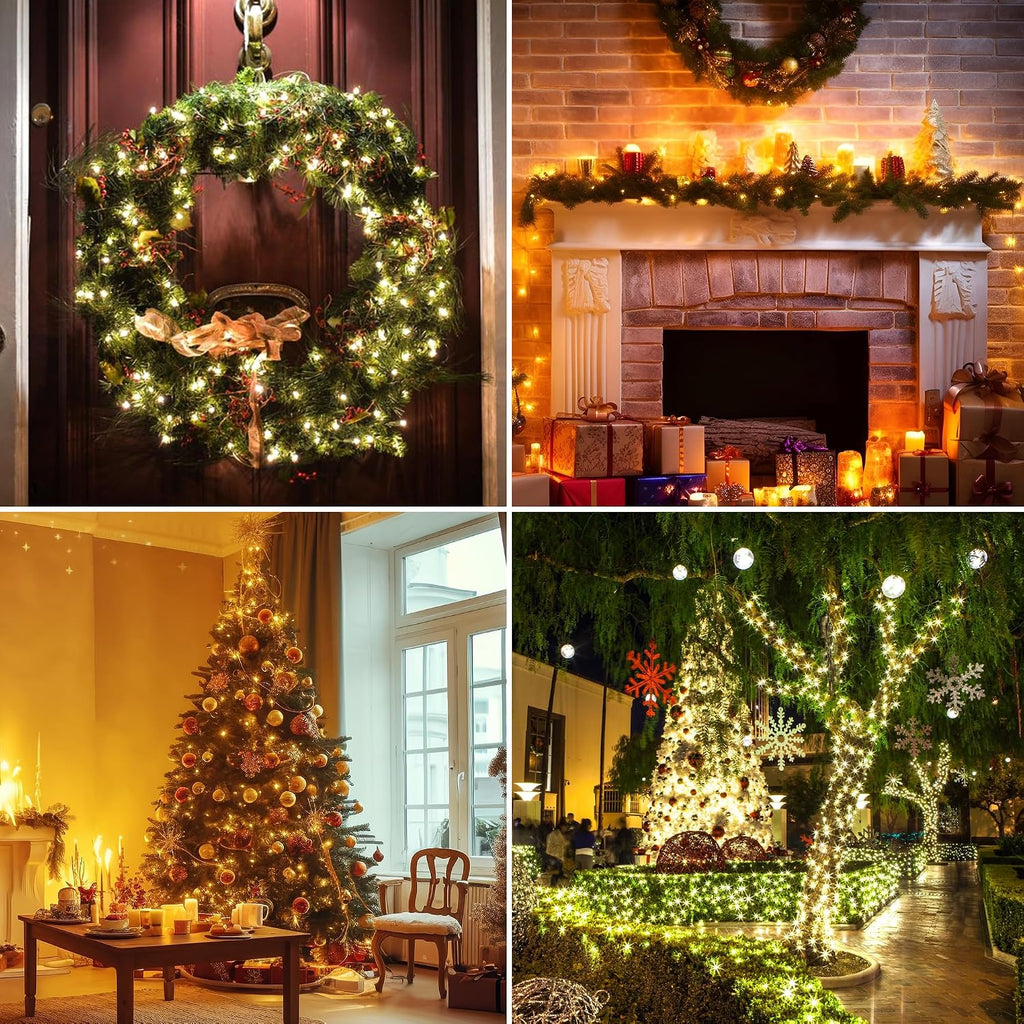 66FT 200 LED Christmas Mini Lights End-to-End Plug 8 Modes Indoor String Lights with Timer, Outdoor Indoor Twinkle Fairy Lights Christmas Tree Patio Garden Holiday Warm White