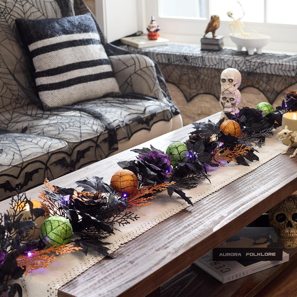 valery madelyn 6ft pre-lit halloween garland for mantle, package contents