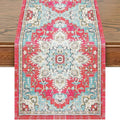Snycler Table Runner Boho Table Runners Vintage Elegant Farmhouse Table Center Linen Decor for Home Dining Party Entrance (13x108 Inch) Boho-Pink