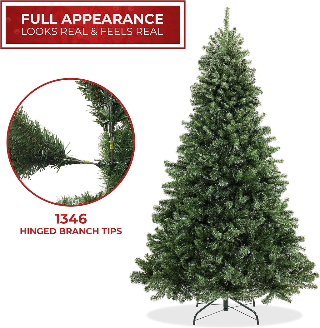 casafield 7.5ft realistic green spruce unlit artificial holiday, close-up detail
