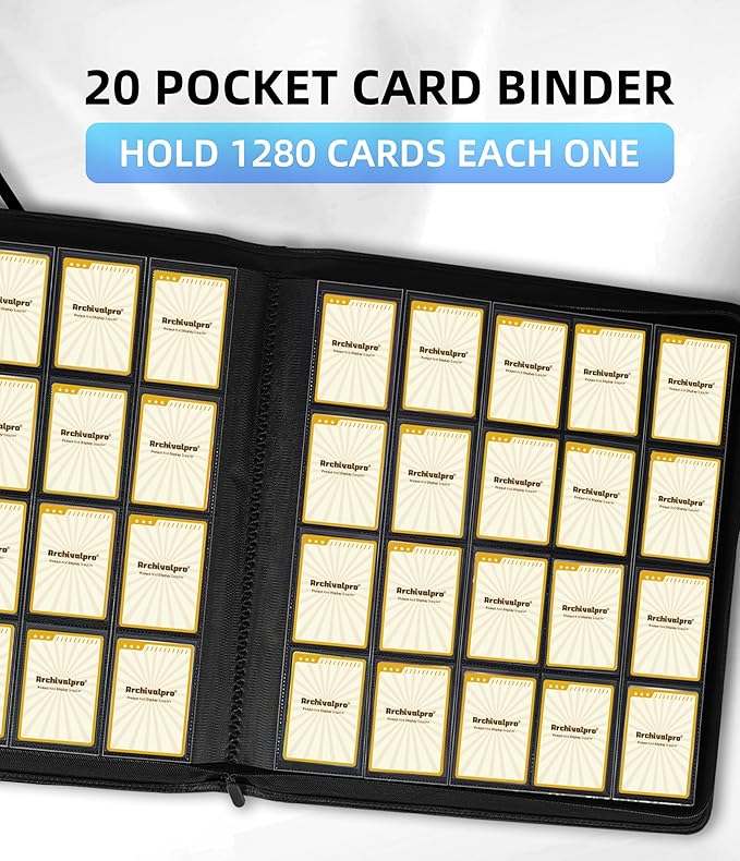 20 Pockets Premium Card Binder 1024 Cards Trading Card Binders Side Load Card Storage Display Album(20 Pocket 1280 Card Slot,Blue)