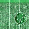 Green Foil Backdrop Curtain - CYLMFC 3 Pack 3.3 ft x 6.6 ft Birthday Streamers Party Curtains Decorations Backdrop Xmas Graduation Decor