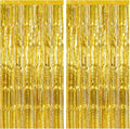 2 Pack Gold Backdrop Birthday Decorations Foil Curtain Backdrop Gold Streamers Dance Party Decorations Photo Booth Props for Bachelorette Decorations Christmas Halloween New Years Eve Party Supplies