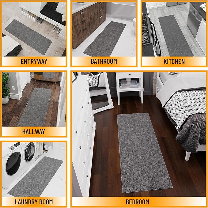 Ottomanson 2' x 3' Shaggy Area Rug - Plush & Cozy Non-Slip Carpet for Bedroom, Living Room & Nursery - Non Shedding & Durable for High-Traffic Areas, Gray