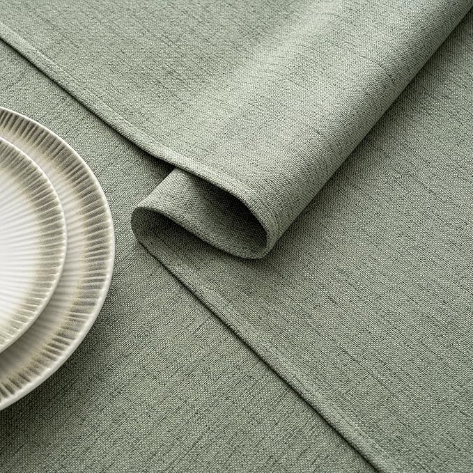 MIULEE Sage Green Linen Tablecloth 60x84 Inch Rectangle Table Cloth Waterproof,Stain Resistant & Wrinkle Resistant for Dining Party Wedding