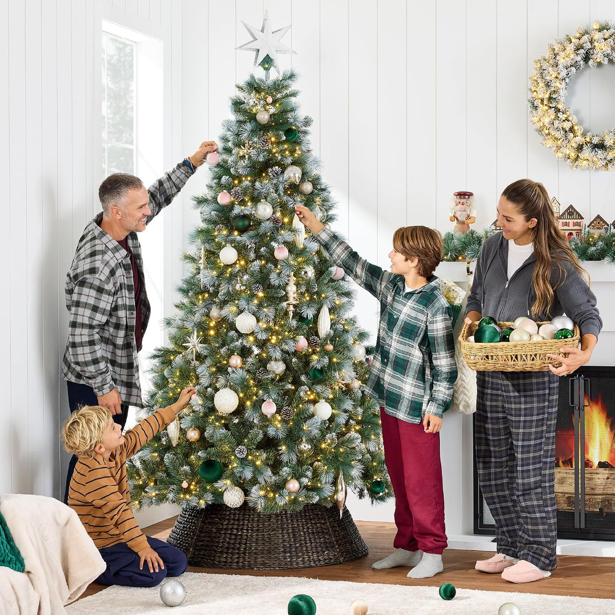 best choice products 7.5ft pre-lit scotch pine christmas showing dimensions