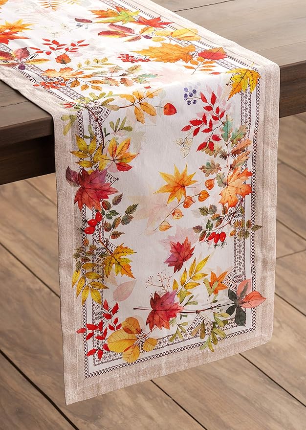 Maison d' Hermine Table Runner 100% Cotton Single Layer Table Runners 48 inches Long for Thanksgiving Christmas Decorations Home Kitchen Dining Party Wedding (Amarante, 14.5" x 48")