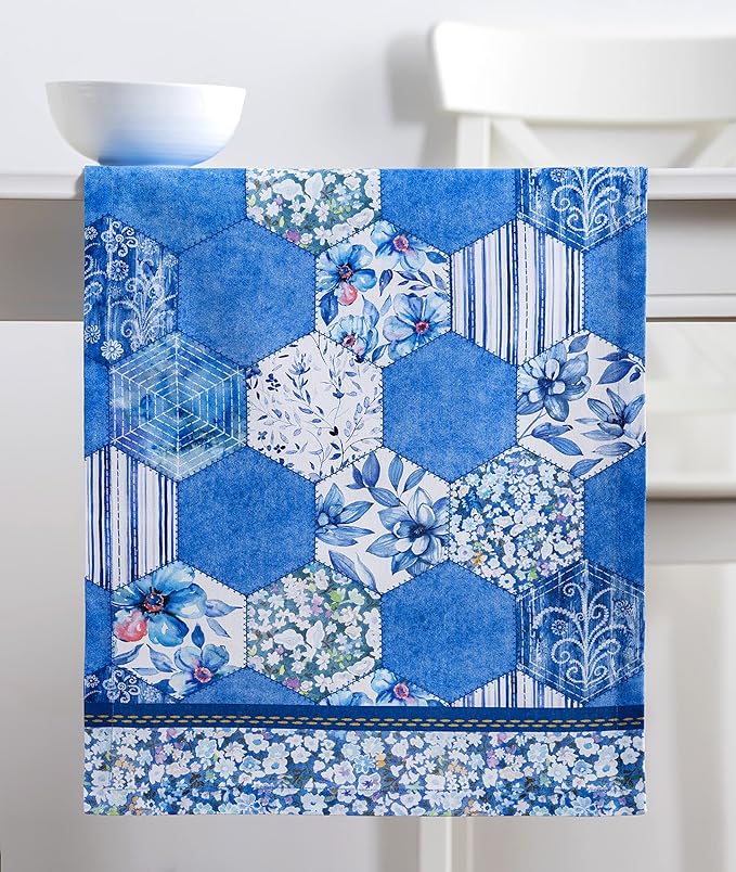 Maison d' Hermine Table Runner 100% Cotton Single Layer Table Runners 108 inches Long Decorative for Home Kitchen Dining Party Wedding Bridal Shower Spring Summer (Summer Blues, 14.50" x 108")