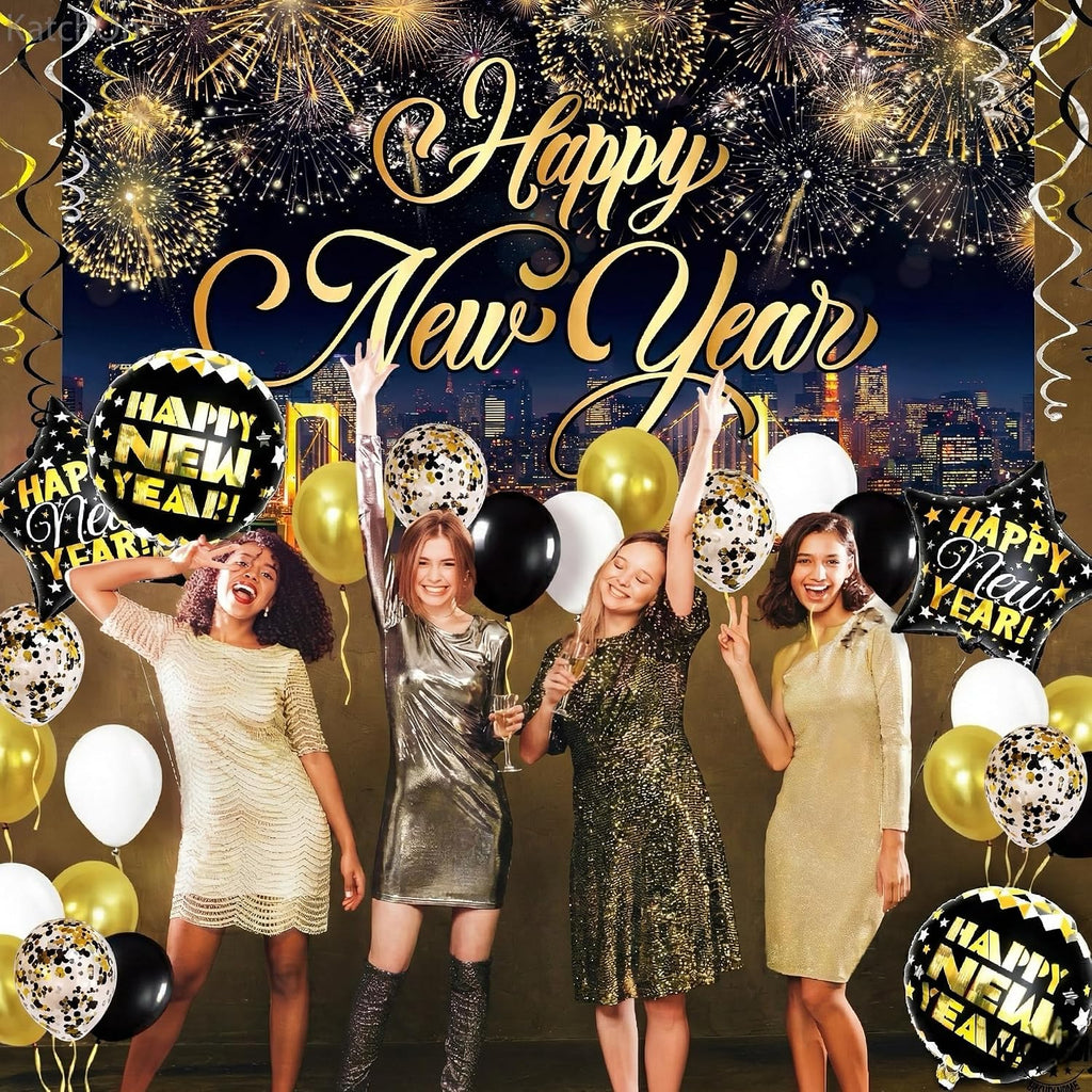 katchon new years eve party supplies set, pack, close-up detail