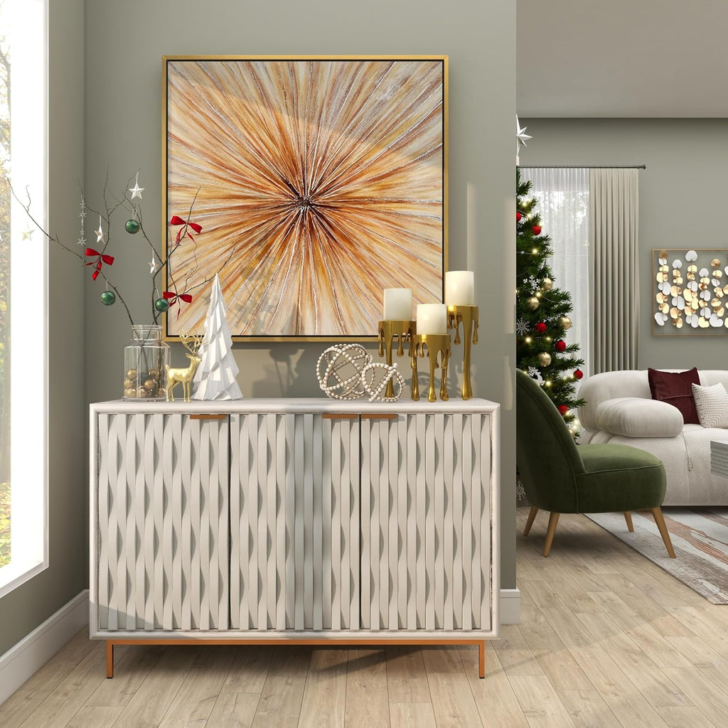 CosmoLiving by Cosmopolitan Aluminum Metal Abstract Decorative Candle Holder Melting Drip Candle Stand, Set of 3 Candlestick Holder 12", 10", 8"H, Gold