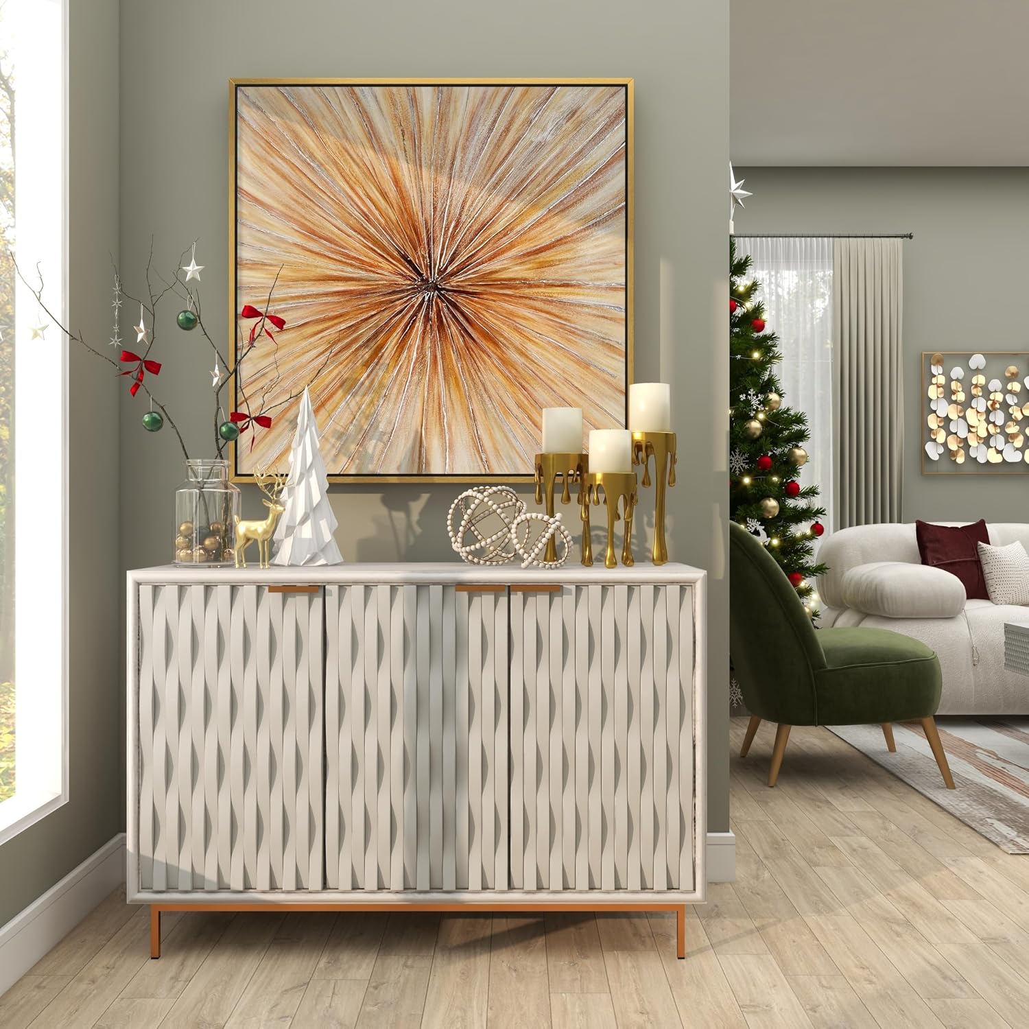 CosmoLiving by Cosmopolitan Aluminum Metal Abstract Decorative Candle Holder Melting Drip Candle Stand, Set of 3 Candlestick Holder 12", 10", 8"H, Gold