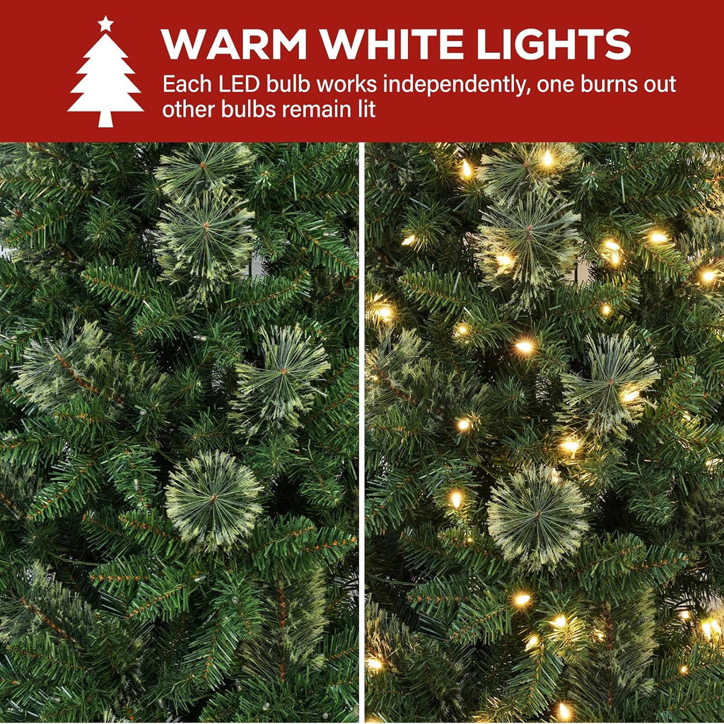hykolity 7.5 ft slim prelit christmas tree with showing dimensions