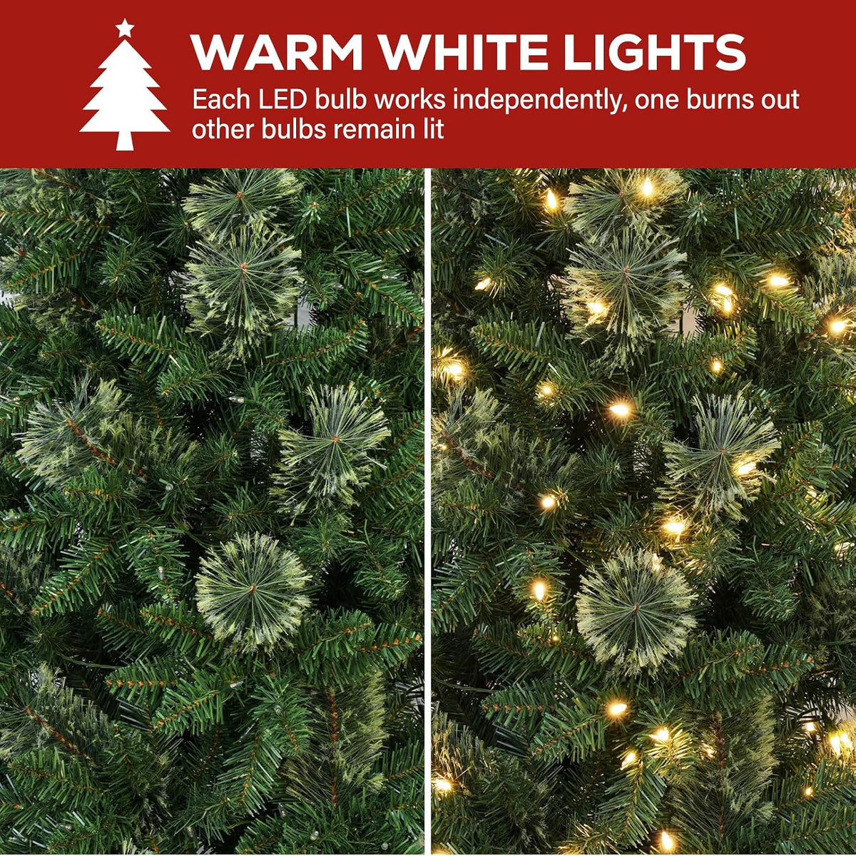 hykolity 7.5 ft slim prelit christmas tree with showing dimensions