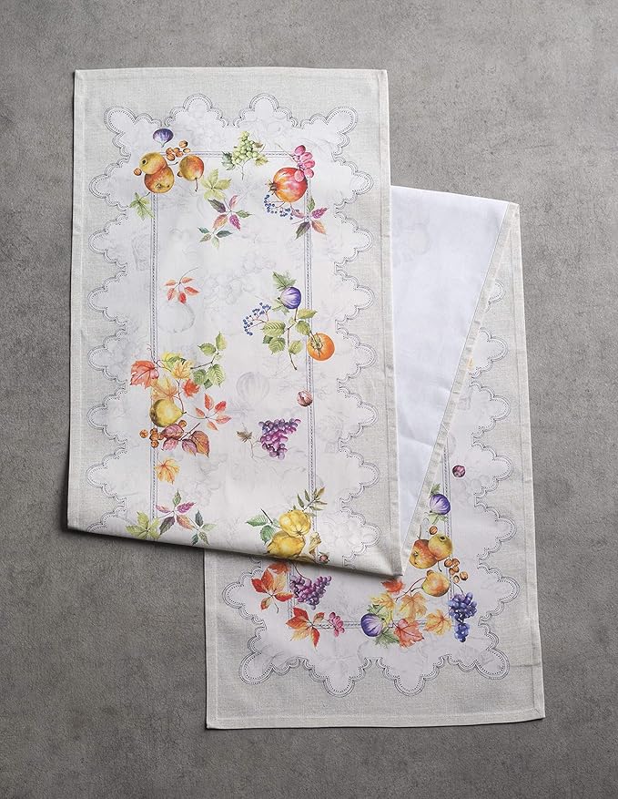 Maison d' Hermine Table Runner 100% Cotton Single Layer Table Runners 60 inches Long for Thanksgiving Christmas Decorations Home Kitchen Dining Party Wedding (Fruit D'Hiver, 14.5" x 60")