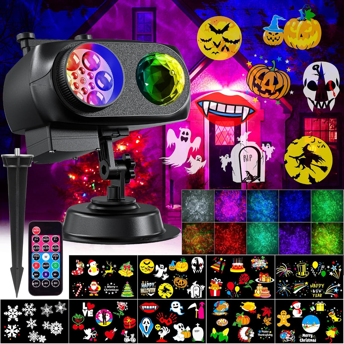 nazuwke halloween christmas projector lights outdoor, holiday projection, main product view
