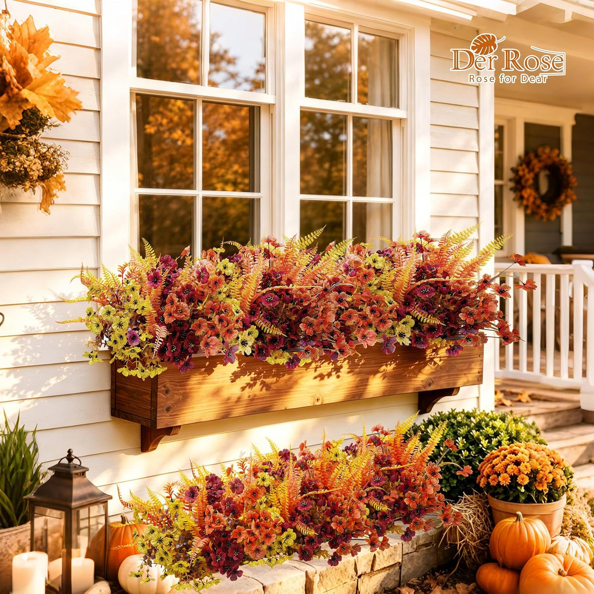 der rose 24pcs artificial fall flowers for outdoors, side view