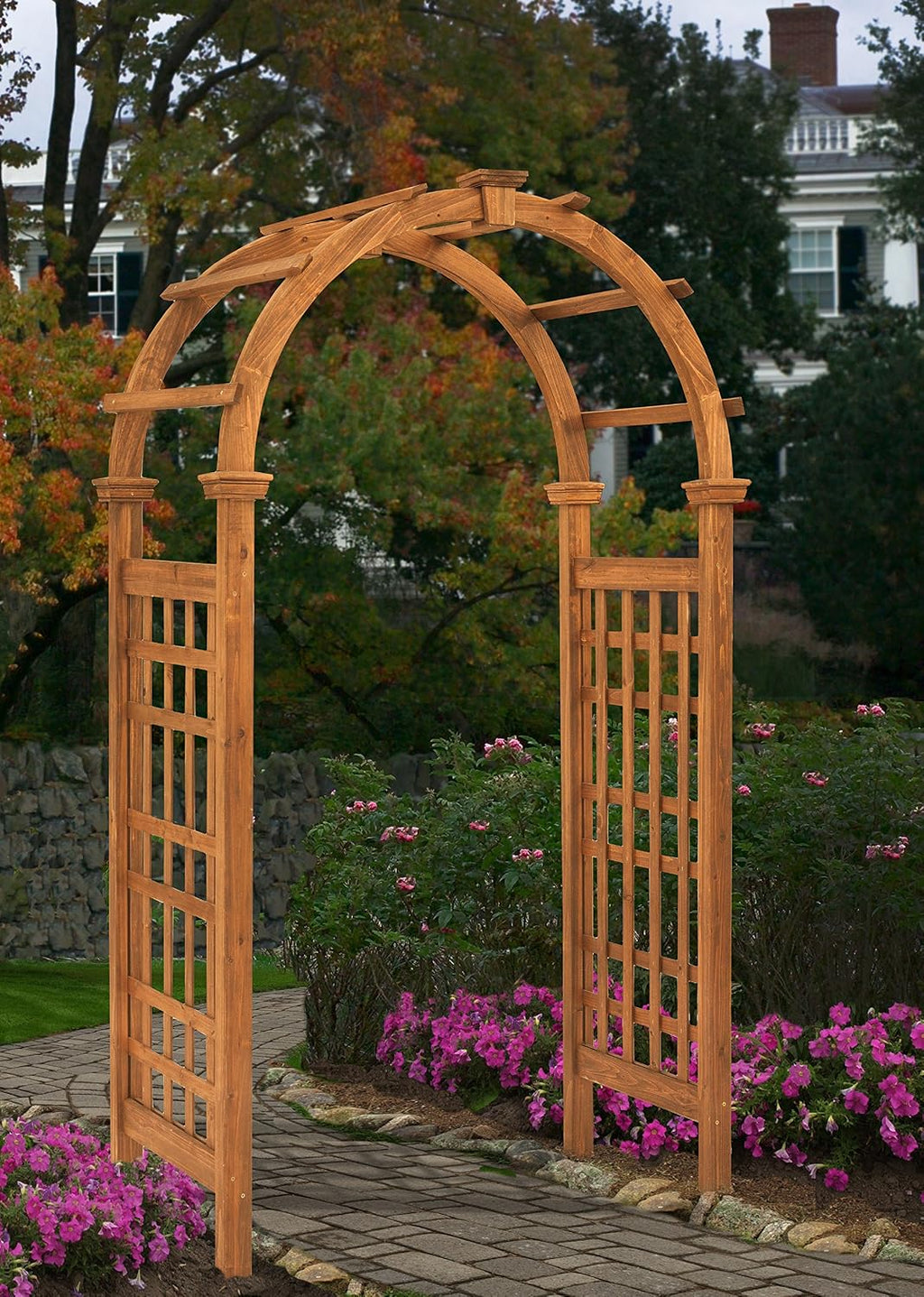 rosewood 47"w x 89"h cedar arbor, side view