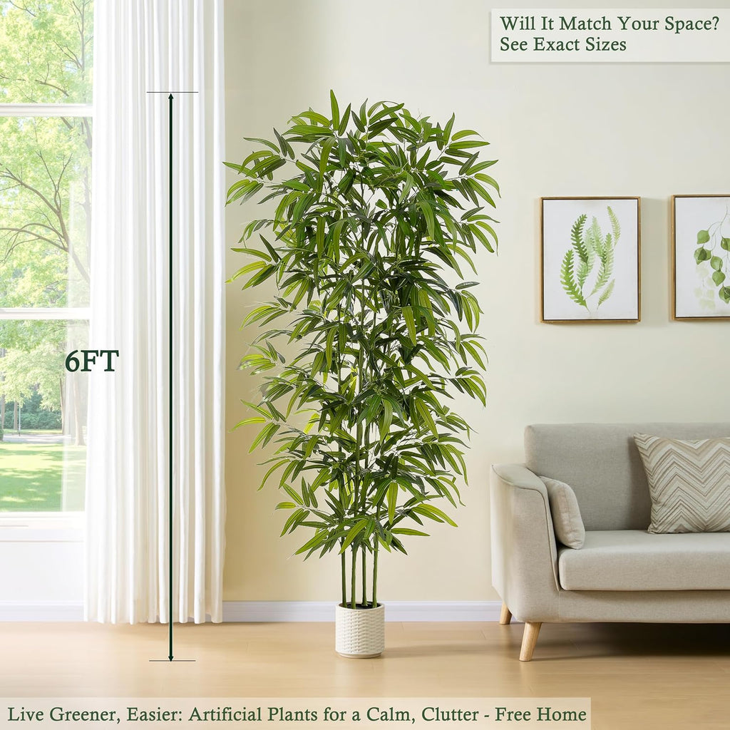 artificial bamboo tree: 6ft fake bamboo plant faux shown in use