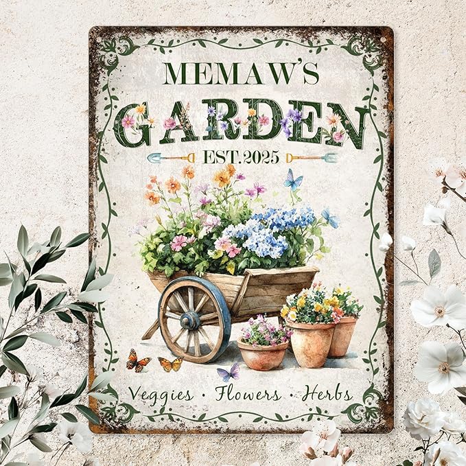 Custom Sign, Personalized Metal Signs, Customize for Office, Business, Workplace, Office, Home, Delivery Signs, Metal Sign With Your Own Image, Text,Photo, Pets, Kids Art Made in USA (Garden 04)