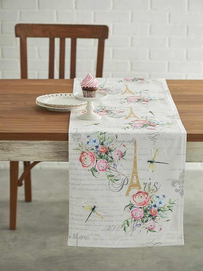 Maison d' Hermine Table Runner 100% Cotton Double Layer Table Runners 72 inches Long Decorative for Home Kitchen Dining Party Wedding Bridal Shower Spring Summer (Champ De Mars, 14.50" x 72")