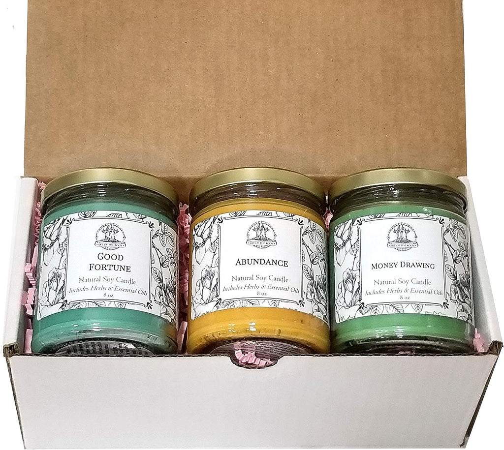 Money Candle Spell Set | Abundance, Prosperity, Success & Wealth Rituals | Handmade with Herbs & Essential Oils | Wiccan, Pagan & Magick Conjure