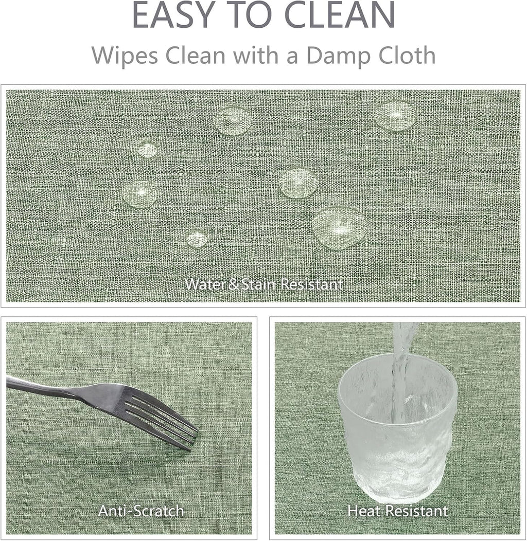Veblandy Rectangle Tablecloth Waterproof Linen Textured Table Cloth Stain and Wrinkle Resistant Washable, Decorative Fabric Table Cover for Dining, Party and Camping (Sage Green, 52 * 70)