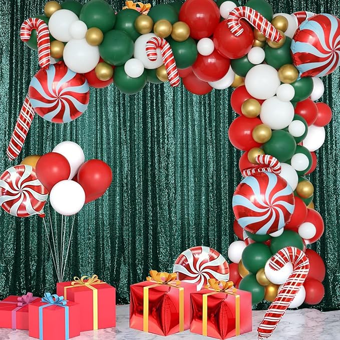 Sugargirl Dark Green Sequin Backdrop Curtain 2 Panels 2FTx8FT Glitter Dark Green Background Drapes Sparkle Photography Backdrop for Party Wedding Birthday Wall Decoration