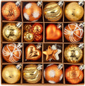 Valery Madelyn 28ct Fall Ornaments Shatterproof Tree Decorations for Home | Orange Heart Shaped Ball Ornaments Farmhouse Hanging Decor for Harvest Thanksgiving Autumn Party