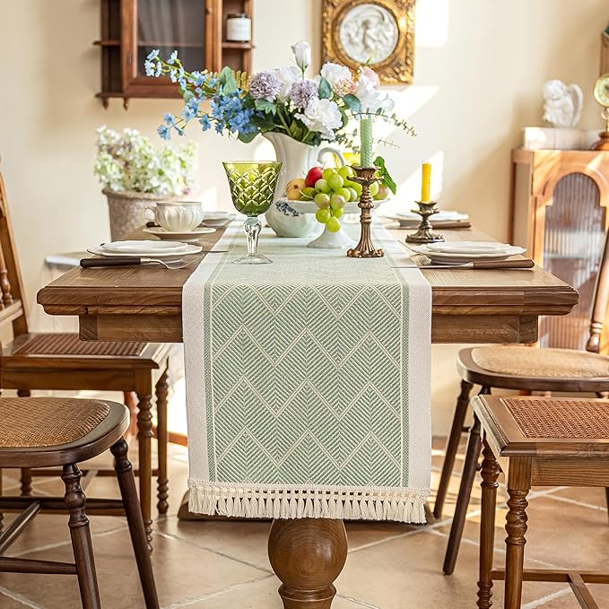 Table Runners 83 Inches,Waterproof Boho Table Runner with Tassel Fringe,Table Runner for Party Coffee Table