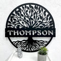 RealSteel Personalized Metal Wall Art - Custom Tree of Life Design with Family Name - Circular Metal Sign - Personalized Wedding, Anniversary, or Housewarming Gift (36")