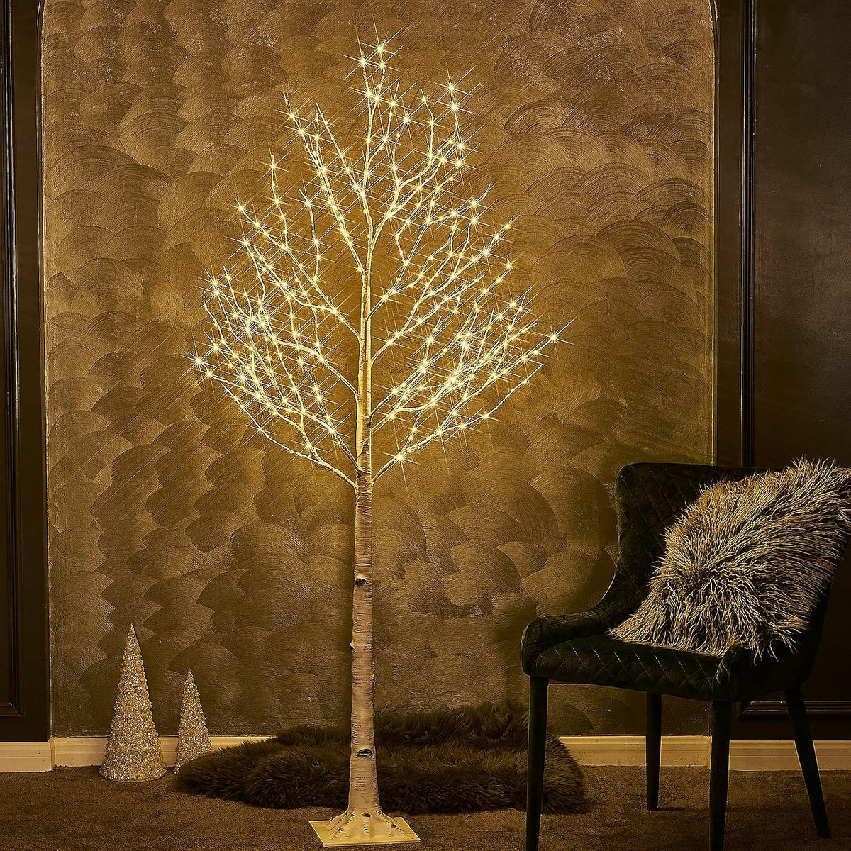 birchlitland lighted birch tree 6ft 330l warm white, main product view