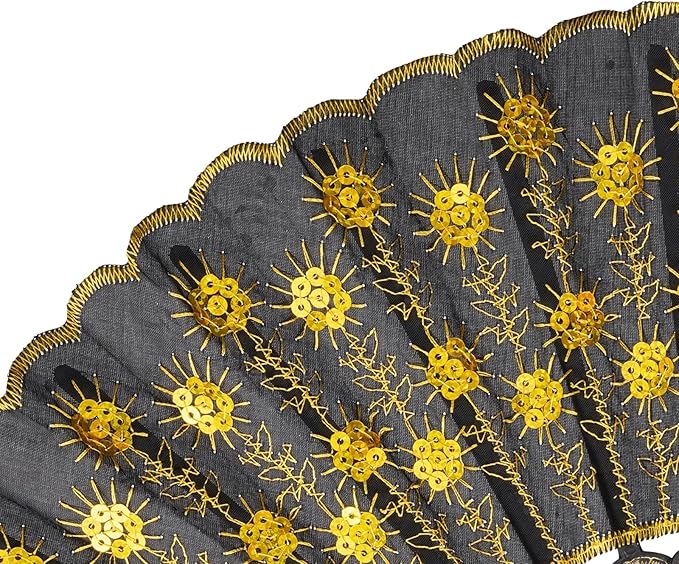 QIRMIZI 30 Pack Fabric Folding Handheld Fans, Perfect for Weddings, Parties, and Dancing,Yellow
