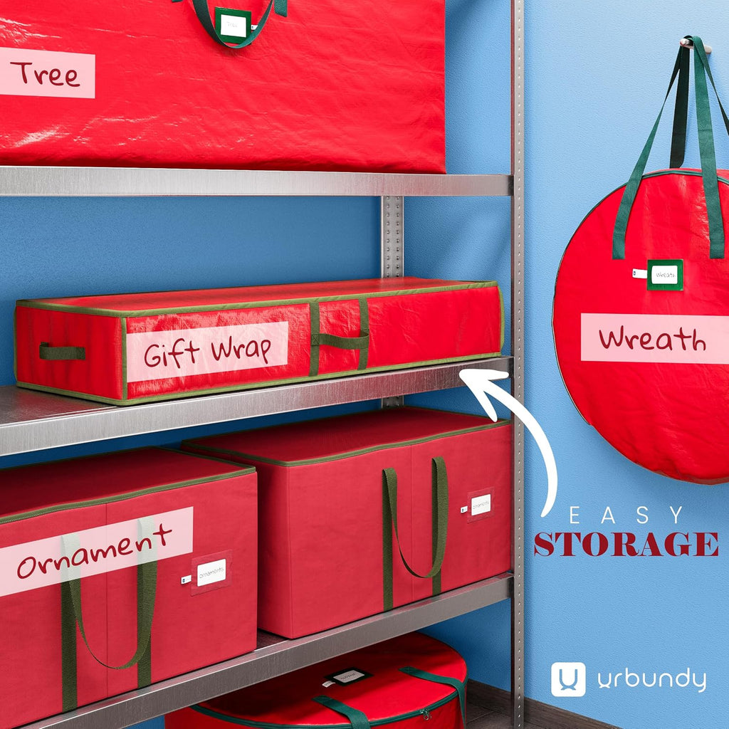 Heavy Duty Wrapping Paper Organizer Storage Bag Red - Christmas Storage Organizer For Wrapping Paper And Gift Bag Storage - Wrappings Papers Storages Container - Holiday Christmas Decorations