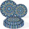 100 Count Boho Paper Plates (50×7"+ 50×9") – Disposable Plates for Party, Retro Bohemian Style Dessert Dinner Plate Set for Daily Use, Holiday, Wedding, Events