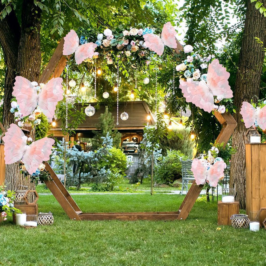 Geelin 6 Pcs Large Gradient Pink Butterfly Decorations Mariposas Grandes para Decoracion Big Butterfly Party Decor 20 Inch 12 Inch 3D Silk Butterflies for Baby Shower Birthday Party Wedding Decor