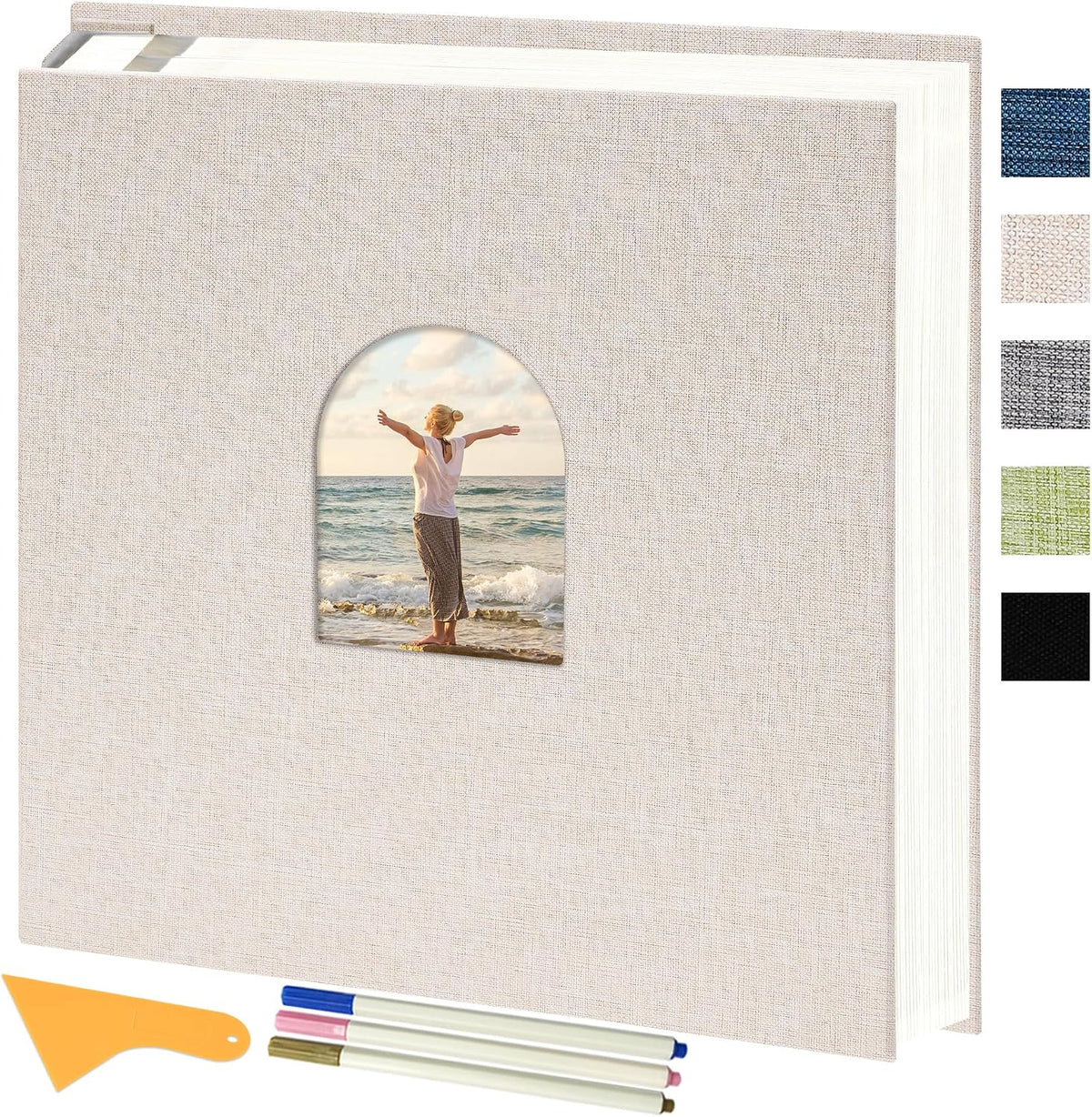 Vienrose Self Adhesive Photo Album Arch Window Scrapbook 120 Pages Beige