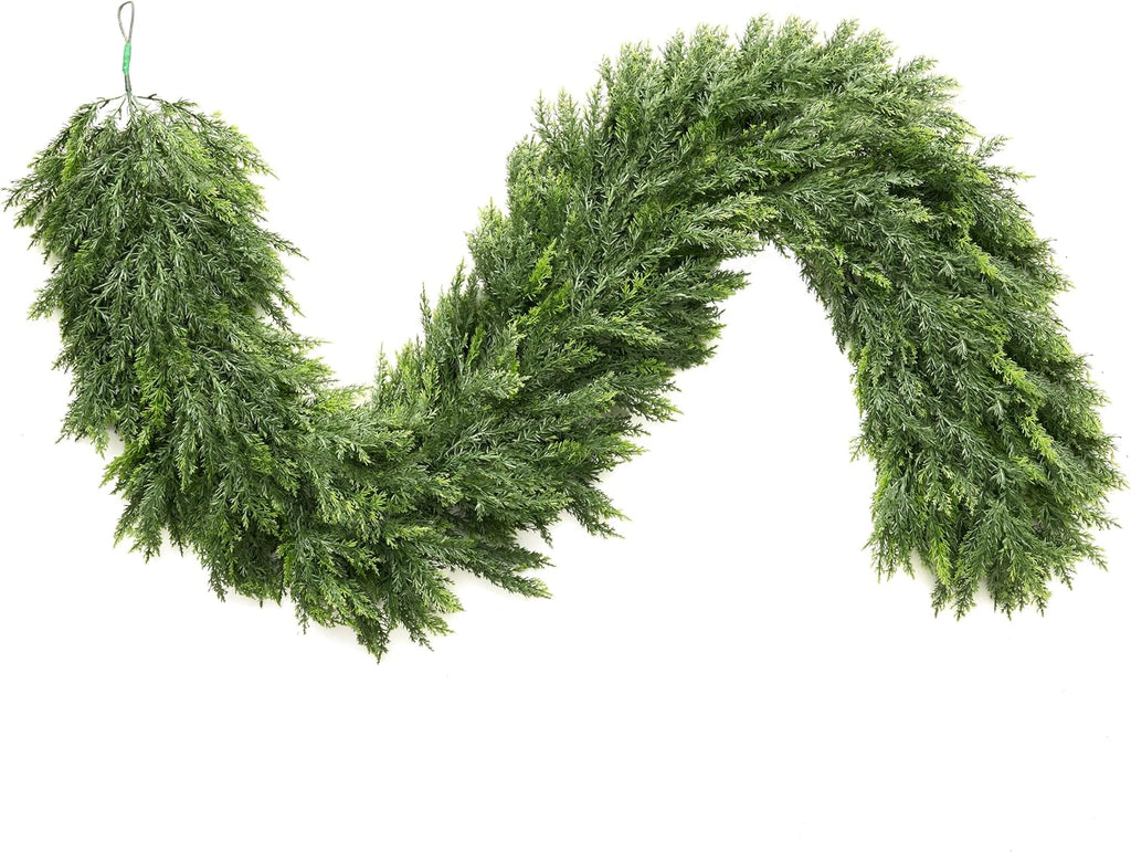joyin 6 ft cedar christmas garland, realistic pine, front angle view
