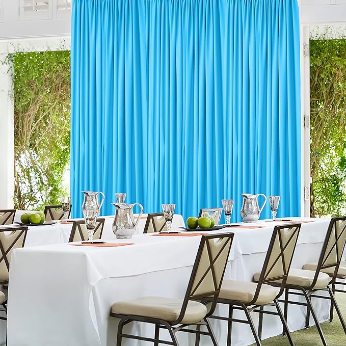 AK TRADING CO. 10 feet x 10 feet Polyester Backdrop Drapes Curtains Panels with Rod Pockets - Wedding Ceremony Party Home Window Decorations - Turquoise