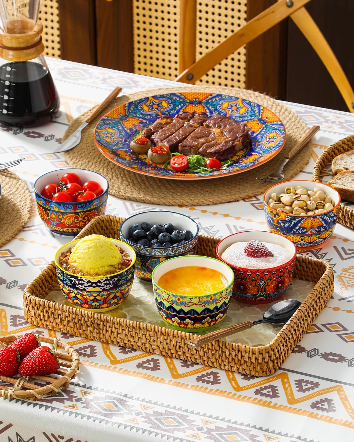 vancasso Ramekins 8 oz Oven Safe, Bohemian Style Creme Brulee Ramekin Set of ...