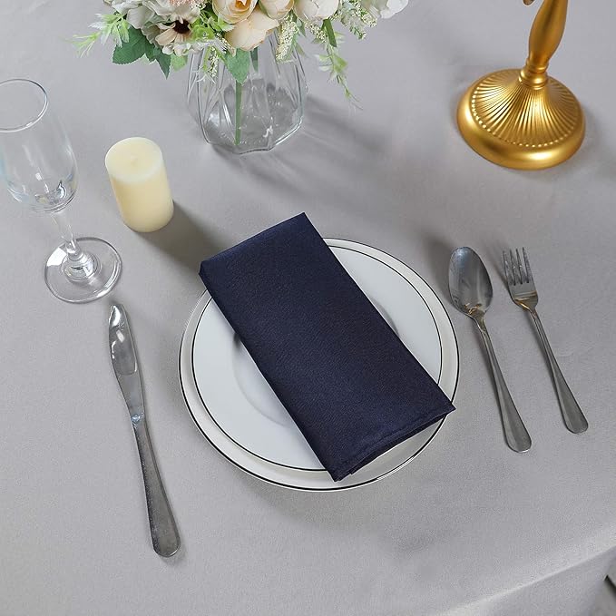 Cloth Napkins 20x20 inch Washable Polyester Dinner Napkins Soft Table Napkins for Wedding Party Dining Banquet(Navy,100PCS)