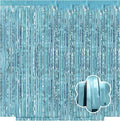 5 Pack Blue Foil Curtain Backdrop 3.2ft x 9.8ft Metallic Tinsel Foil Fringe Curtains Streamer Photo Booth Backdrop for Birthday Party Engagement Bachelorette Party Decorations (Light Blue)