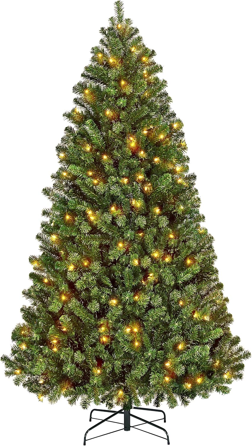 yaheetech 6ft pre-lit christmas tree with 300 warm, main product view